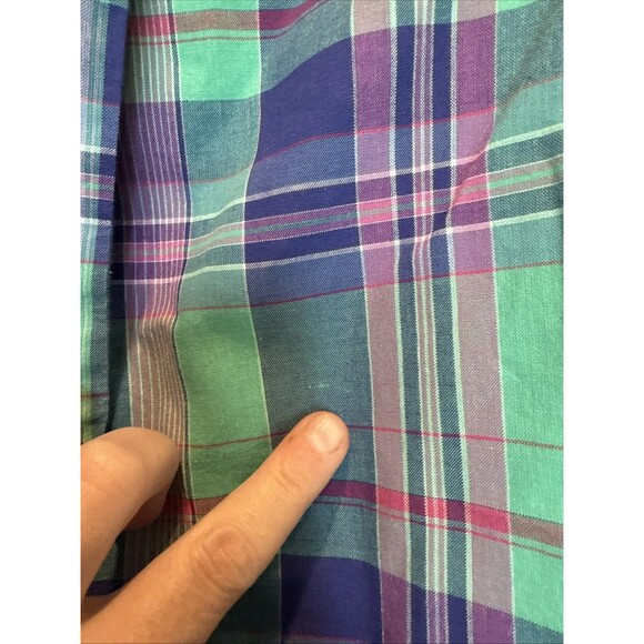 Brooks Brothers Skirt 12 Plaid Green Purple Pockets Tie Back Cotton Checked - Picture 4 of 12